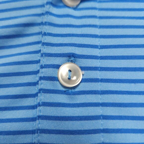 Vineyard Vines On The Go Sankaty Polo Men Large Blue Striped Stretch OTG Golf - Picture 2 of 10